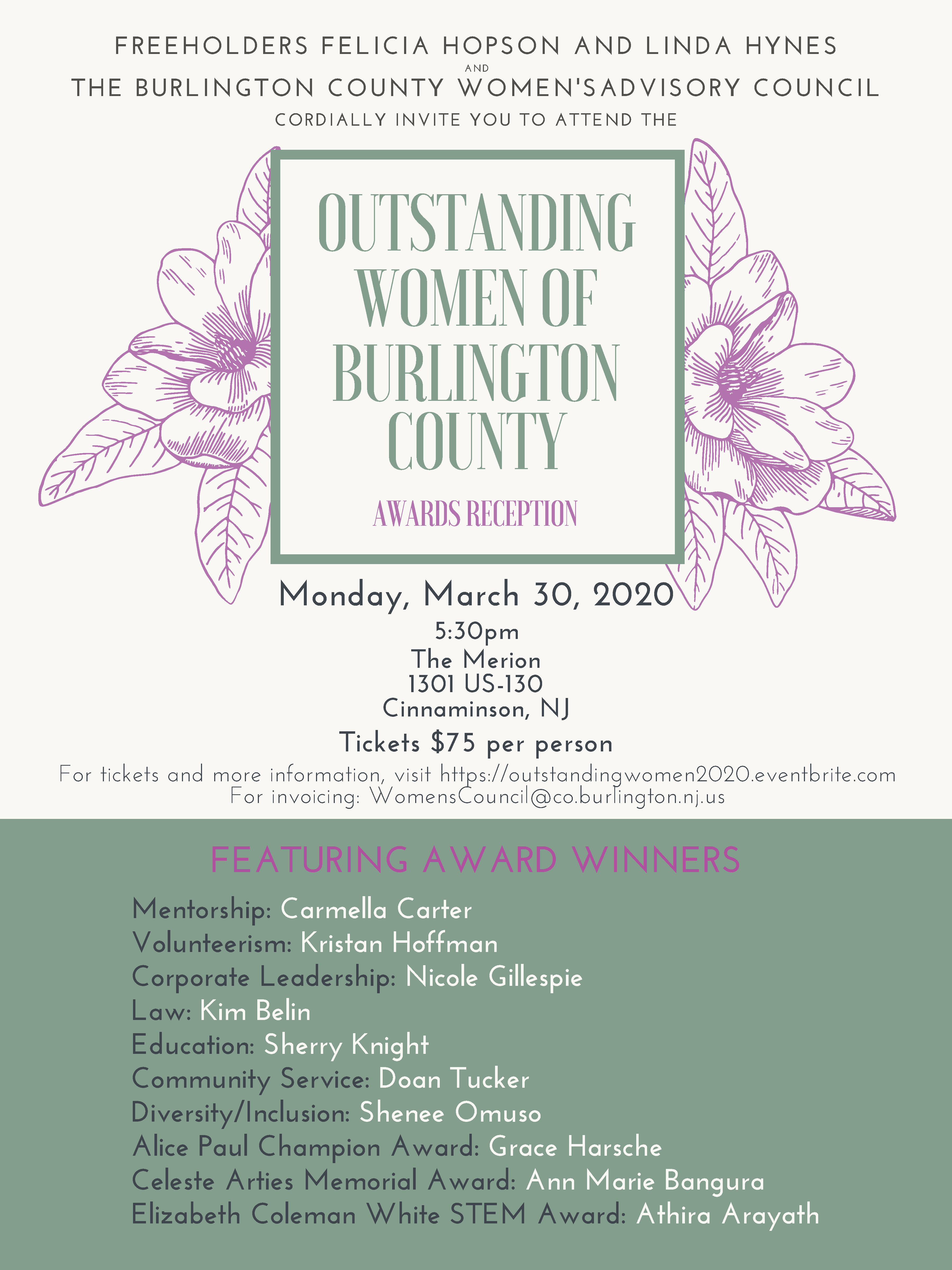 Outstanding women of Burlington County_graphic