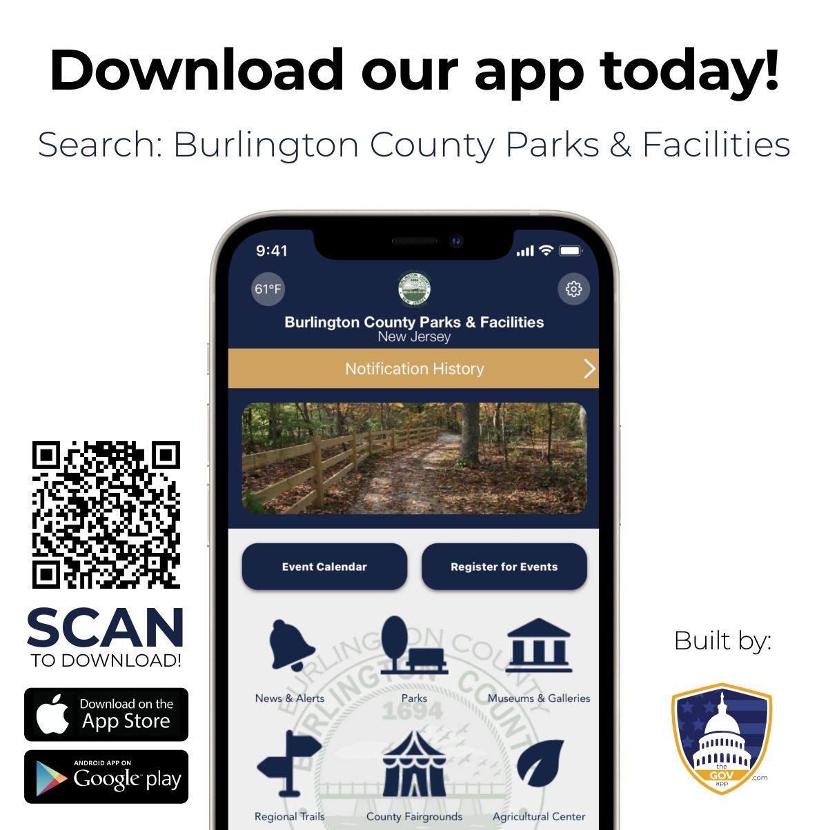 Screenshot of Parks App with QR code